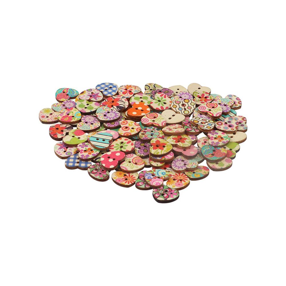 Floral Crafts Decoration Scrapbooking Wood Button Heart Shape Button Apparel Sewing Sewing Buttons