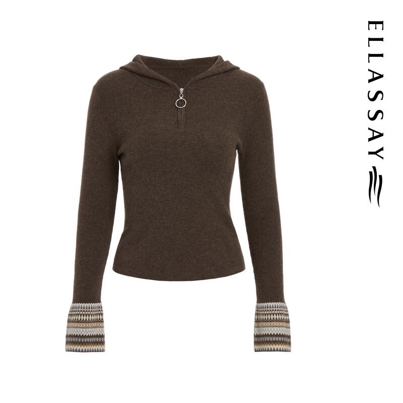 ELLASSAY Women's Merino Wool Hooded Knit Sweater