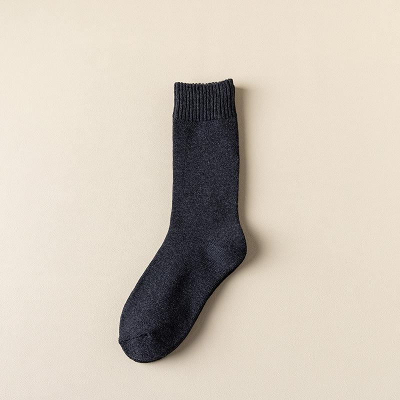 Female Autumn and Winter Thickened and Velvet Warm Wool Ring Sweat Absorption Tube Cotton Socks
