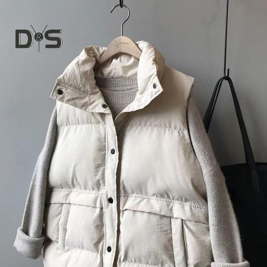 Vestă de iarnă pentru femei, cu guler în picioare, cu închidere cu butoane, fără mâneci, căptușită, groasă, scurtă, rezistentă la vânt, vestă caldă pentru doamnă