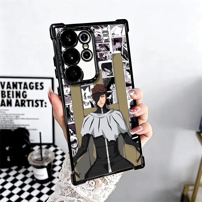 Bleach Aizen Sousuke Plating Phone Case For Samsung Galaxy S24 S25 FE S26 Edge S23 Ultra S22 S21 Plus S20 Anti-Fall Airabag Cove