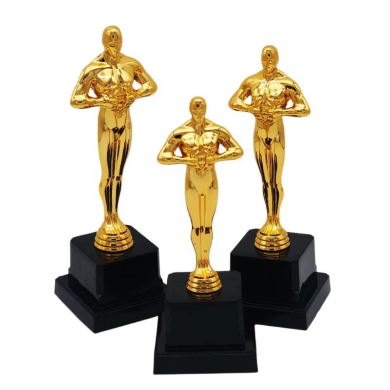 19cm/22cm/24cm Height Trophies Replicas Plastic Construction Golden Plated Award Statue For School Event And Decorations