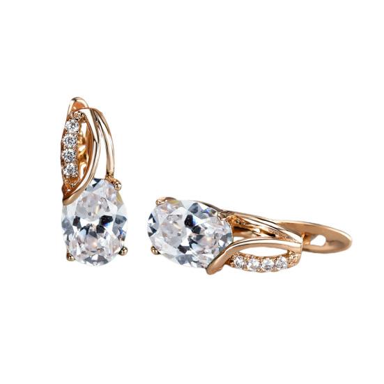 Attraktive Ohrringe mit Schnalle, oval, weiblich, exquisit