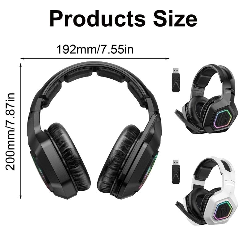 Gaming Headsets with Microphone Led Light Stereo Bass Surround 2.4Ghz Bluetooth-compatible Headphone for Laptop Desktop