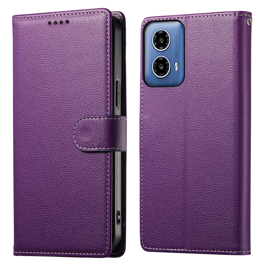DF-012 For Motorola Moto G45 5G/G34 5G Case Litchi Texture Leather Magnetic Clasp Wallet Stand Phone Cover