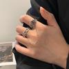 New Korean Thorn Rose Double Finger Ring Ladies Vintage Silver Color Fashion Chain Flower Opening Ring Wedding Party Gifts