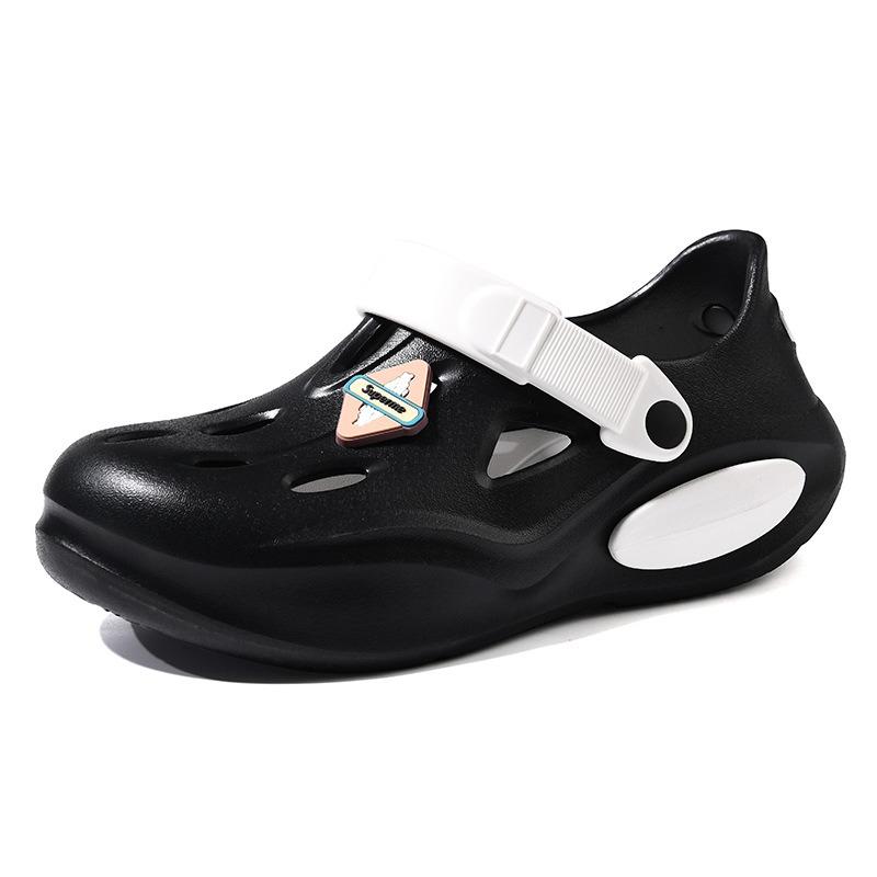 Summer heightening slippers hole shoes women wear thick soles, non-smelly feet non-slip breathable EVA contrasting color wear-resistant bag head drag