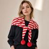 Warm Neck Wrap Shawl Striped Pattern Shoulder Cape Scarf New Knitted Scarf  Autumn Winter