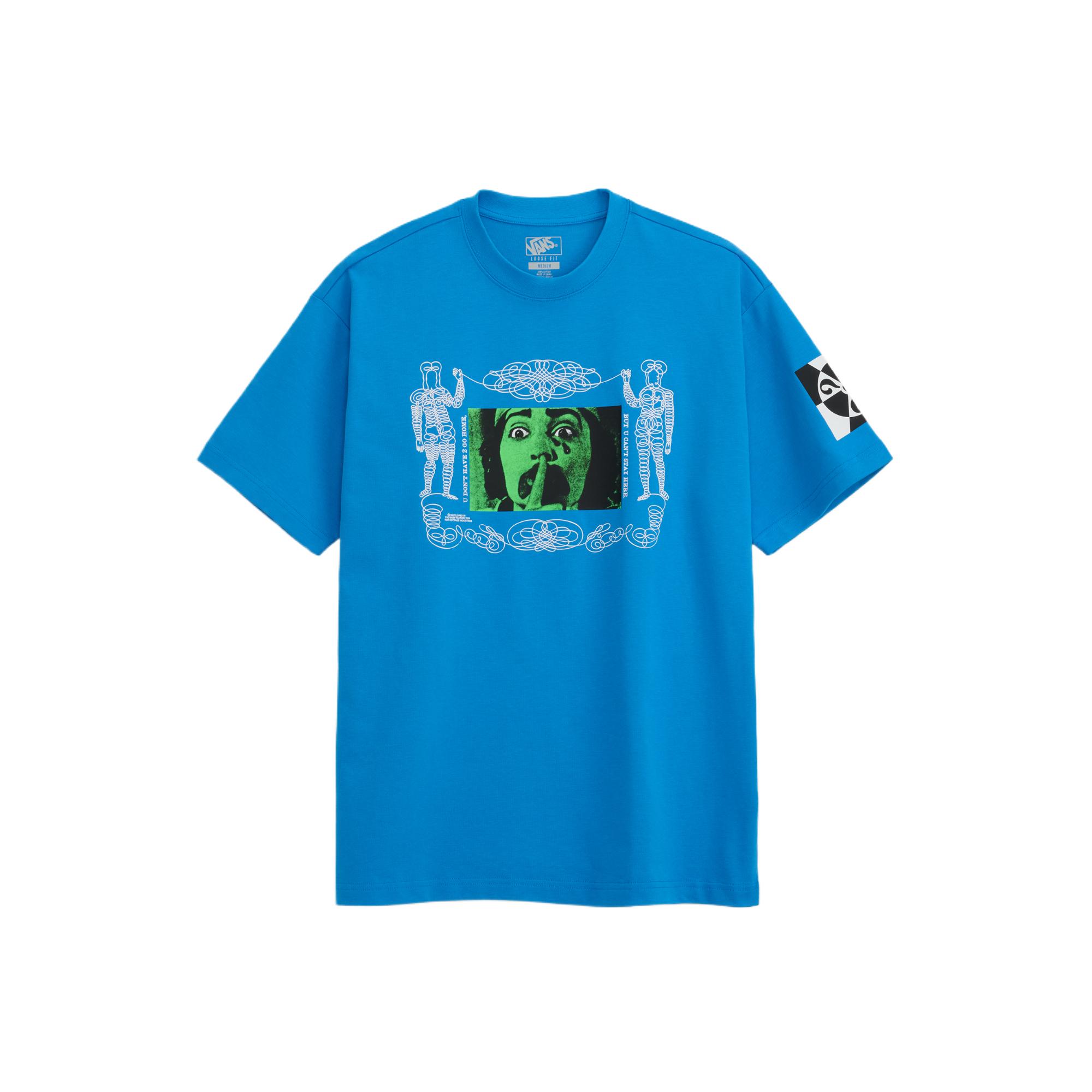 Vans T Shirts Men s Bright Sky Blue Crew Neck Moderate Straight Fit VN000VTBFNM L