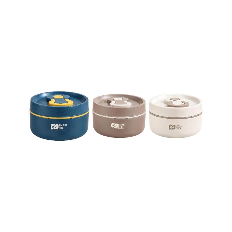 Portable Soup Container with Silicone Sealing Rings, Buckle Lid, and Fold-Down Handle, Leak Proof Hot Food Jar for Outdoor Picnics, Camping, School
