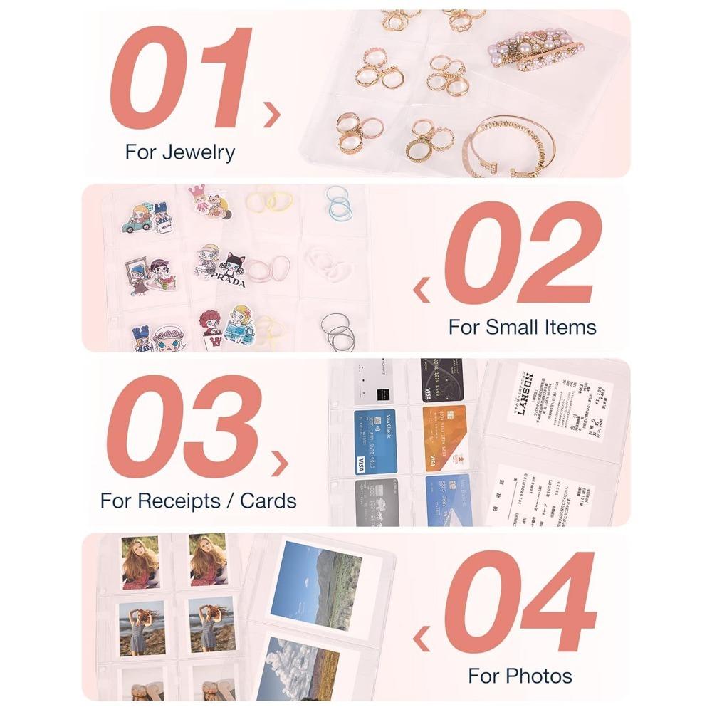 Jewelry Travel Organizer Case for Home Jewelry Organizer Storage Ring Binder Clear Bags Zipper Rolls Pouch for Necklaces,Earrings,Rings,Bracelets