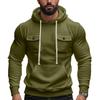 Men's American Style Heavyweight Plus Velvet Hooded Outdoor Workwear Sweatshirt - Multi-Pocket, Long Sleeve, Autumn/Winter Warmth