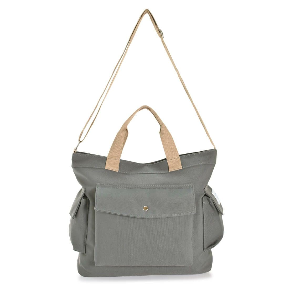 

[Barcos Blue] Pocket Design Tote Bag, Shoulder Bag for Men and Women, A4 Size Compatible, Gray