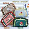 2025 New Retro Plaid Window Opening Puppy Pencil Bag High Value Large Capacity Cute Multi-functional Stationery Bag