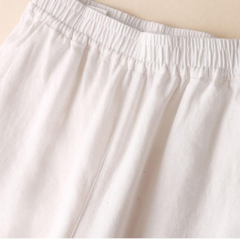 Bavlněné lněné kalhoty Léto Jednobarevné Prodyšné Bavlněné Lněné Široké nohavice Kalhoty Kalhoty Kalhoty s rovným rukávem Ženy Volné Běžné