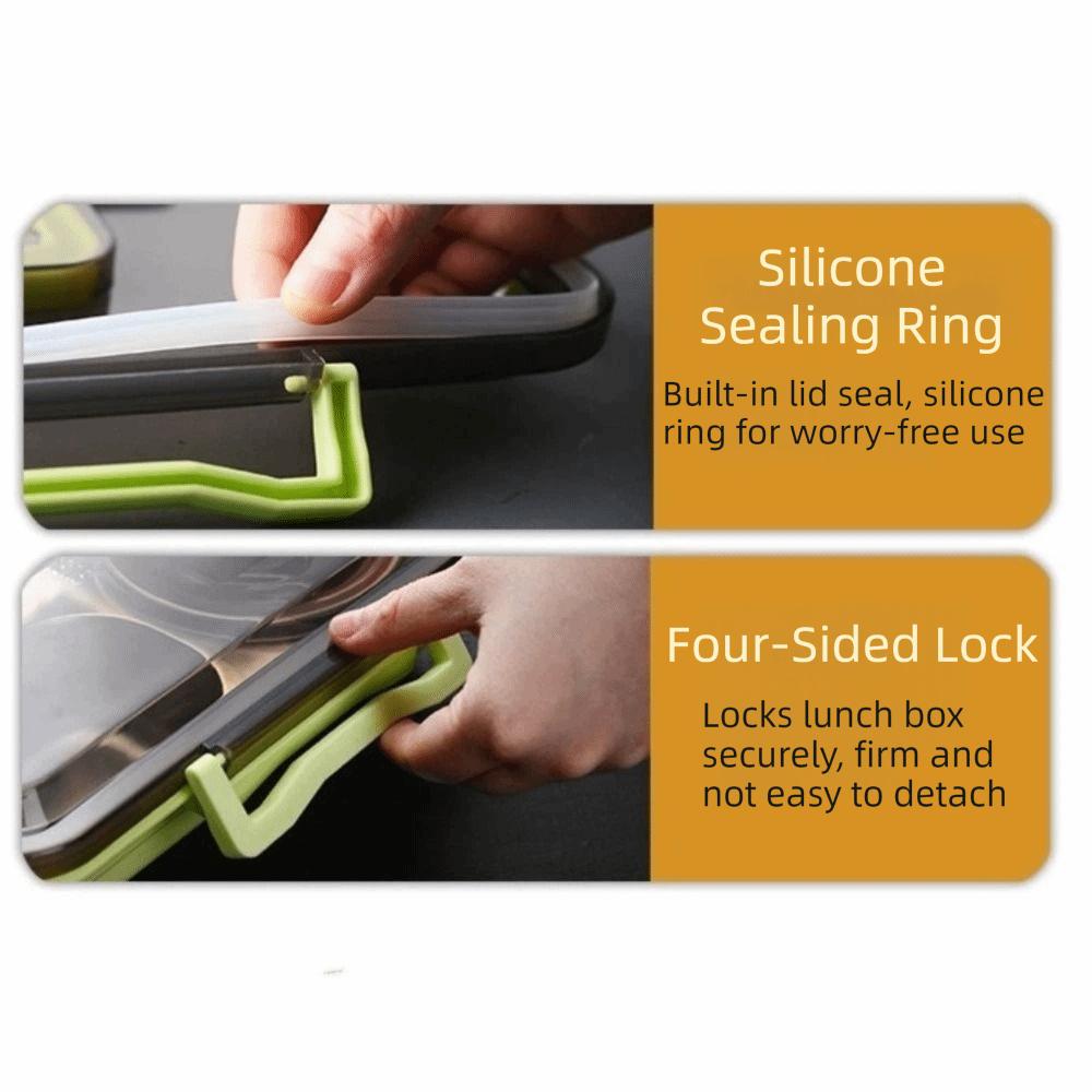 Leakproof Stainless Steel Lunch Box Multi-Grid Microwavable Insulated Lunch Box with Cutlery Food Grade Food Container