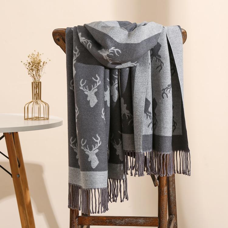 2024 Autumn And Winter New Thickened And Extended Cashmere Scarf Versatile Women'S Warm Neck Protection Scarf Double Sided Scarf Shawl