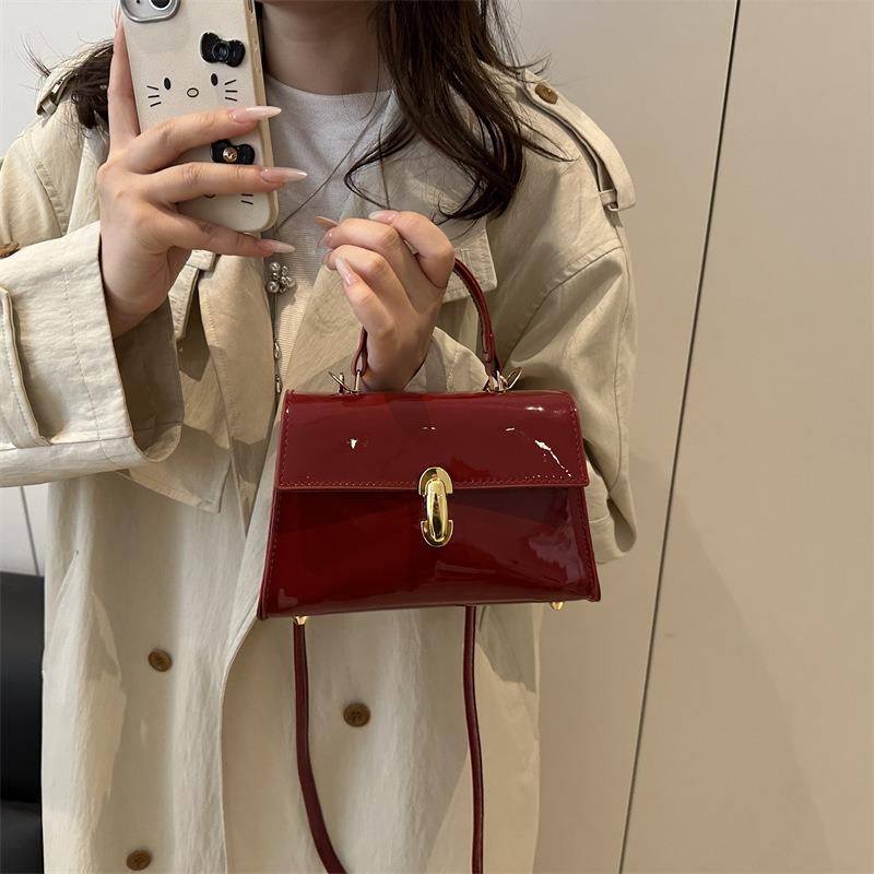 Leopardtryck ny modetextur crossbody-axelväska bärbar flicka liten fyrkantig retroväska stor kapacitet enfärgad