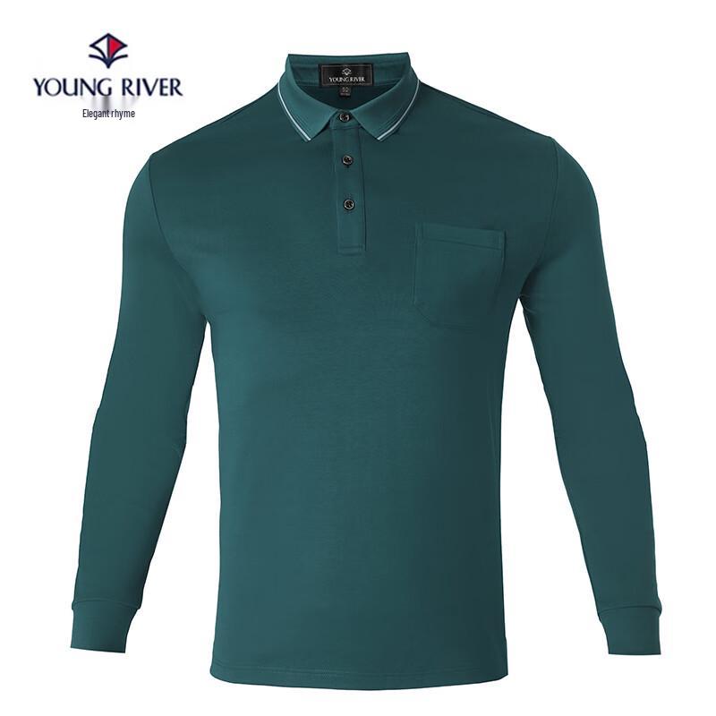 Men s Business Casual Solid Long Sleeve Polo Shirt XXL