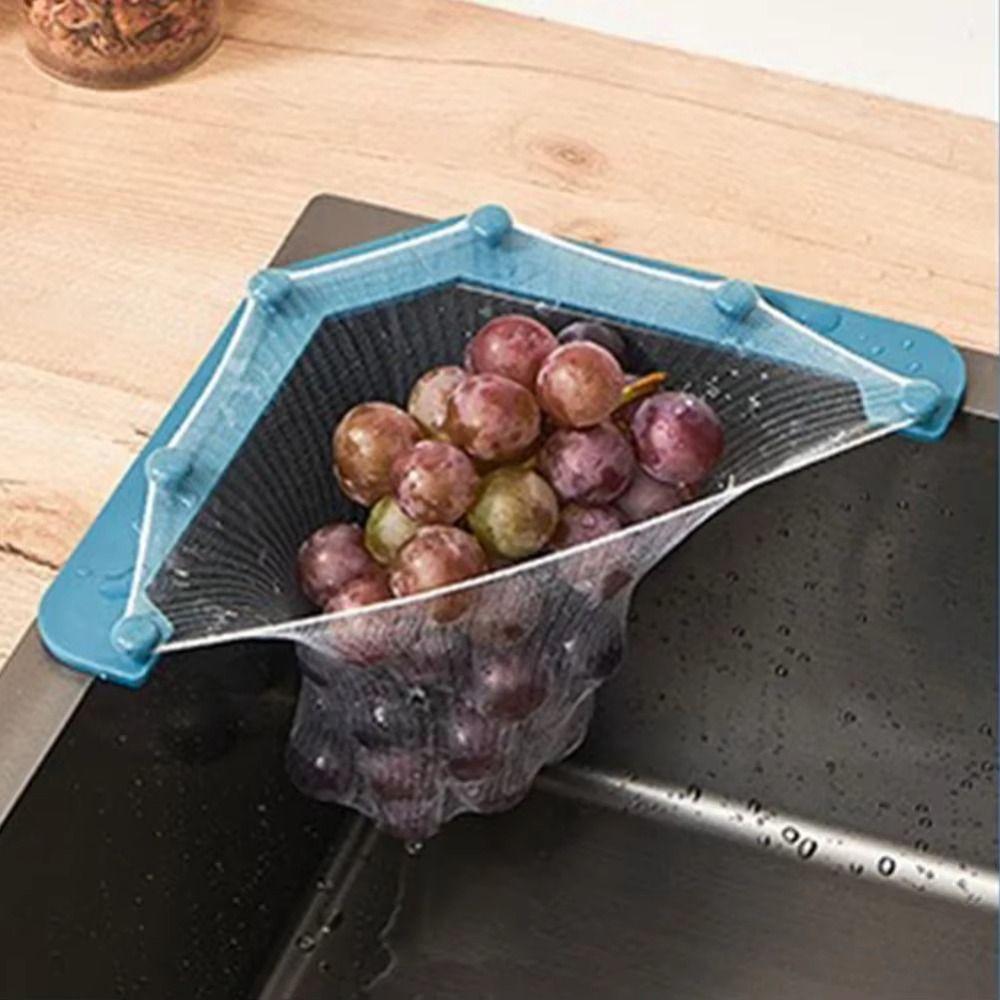 Hanging Kitchen Triangle Drainage Rack High Efficiency Prevent Sewer Blockage Sink Strainer Drain Durable Self-adhesive