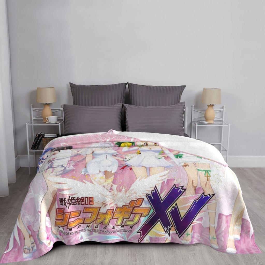 Senki Zesshou Symphogear Flannel Blanket, Soft and Stylish, All-Season, Washable, Cold Weather Protection, Cute, 200*150cm (80"x60")