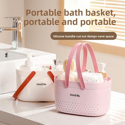 Cesto da Bagno Portatile Vuoto con Manico in Silicone Cesto da Bagno Portatile Cesto portaoggetti per Articoli da Toeletta per Bagno di Dormitori Studenti