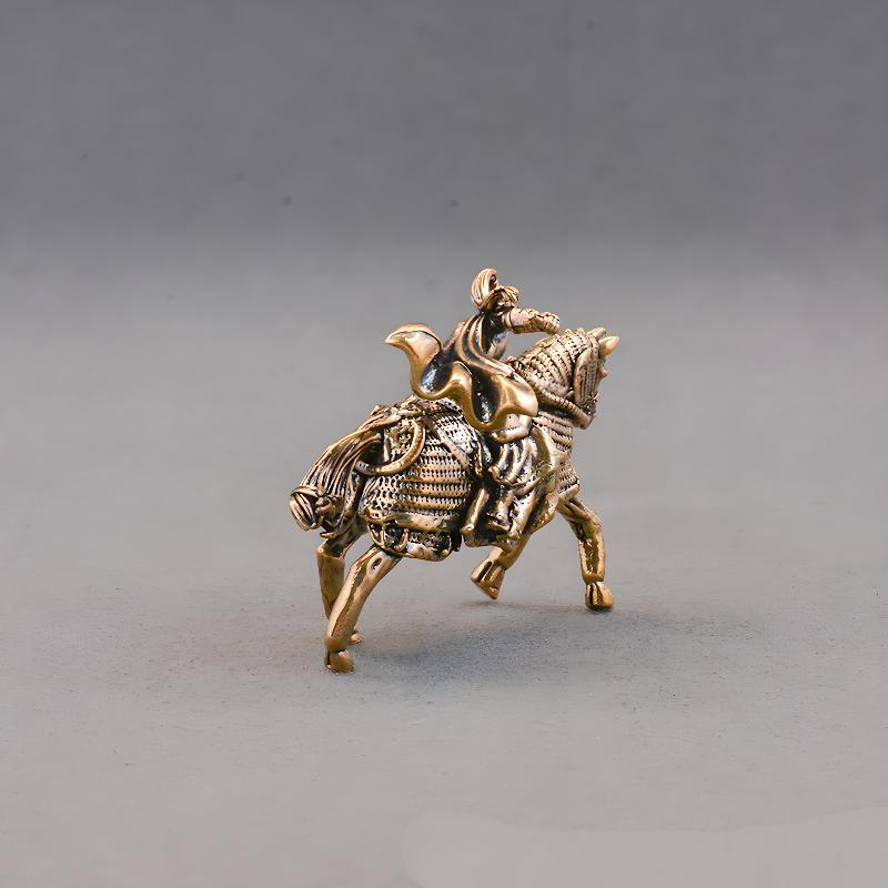 Brass Mulan Riding Horse Figurines Small Ornaments Pure Brass Statue Desk Decor Animal Home Decor