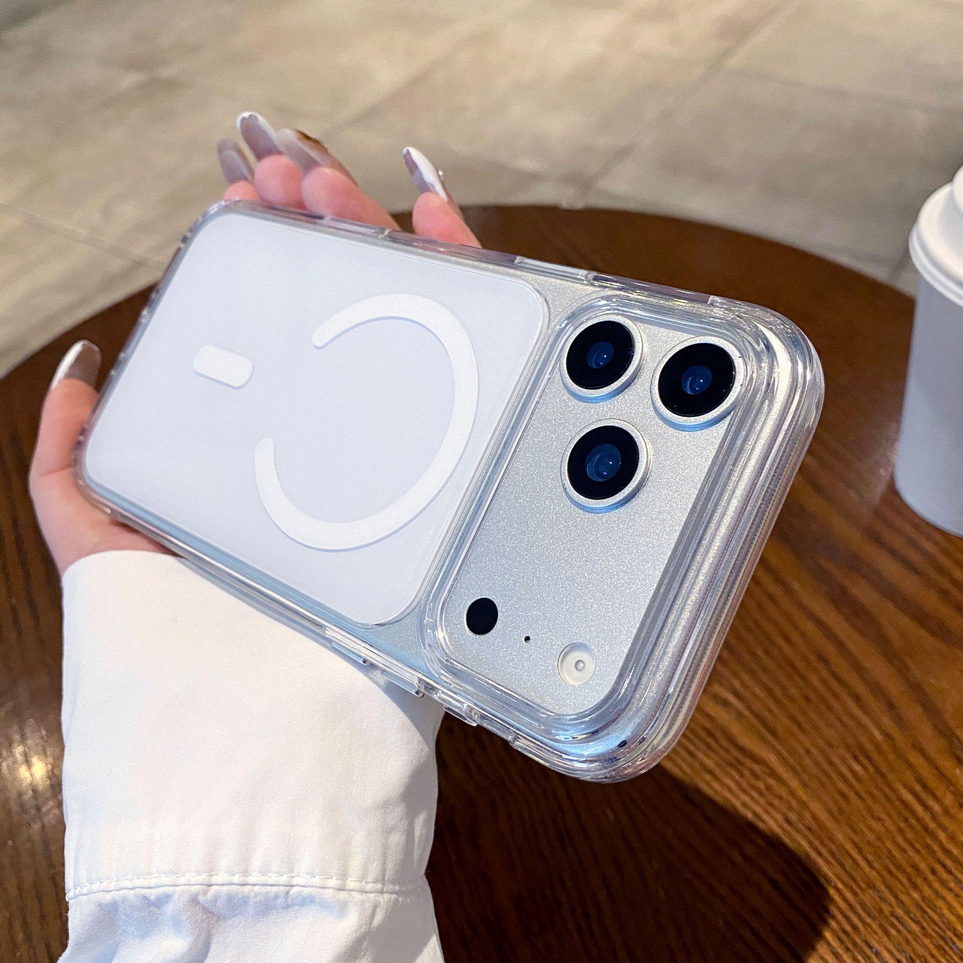 

Solid Color Magnetic Phone Case for Apple 17 - Acrylic Protective Case for 16/15PRO, Trendy 17PRO iPhone 14 Pro Max белый