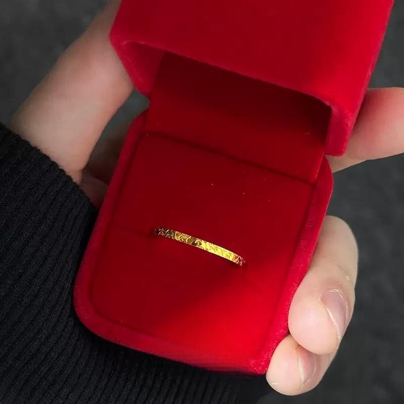 Stainless Steel Gold Color 2mm Sparkling Thin Rings for Women Size 5-10# 18K Wedding Band Engagement Jewelry Lover's Gifts