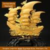 Large Gold Sailboat Ornament for Living Room, Entryway, or Office - Attract Wealth & Ideal for Housewarming or Opening Gifts