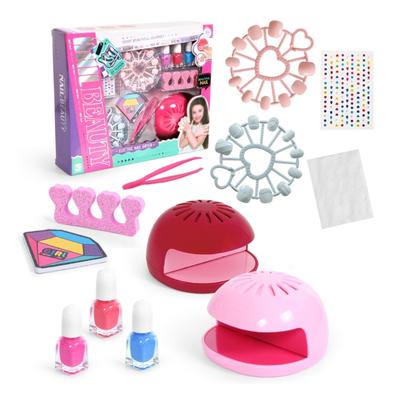 Conjunto Seguro de Secador de Unhas Mini Para Crianças Com Esmalte Lavável à Base de Água Fácil de Remover Adesivos Fofos Para Arte de Unhas Divertido