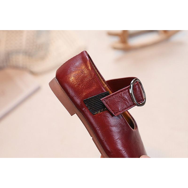 Kids Leather Metal Buckle Mary Jane Flat Shoes