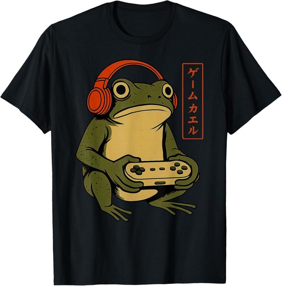Japanese Gamer Frog Art Funny Vintage Gaming T‑Shirt