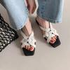 Fashion New Women's Fashion Leather Sandals Summer Woman Roman Shoes Casual Comfort Soft Beach Shoes Female Flat Sandals Size 35-41