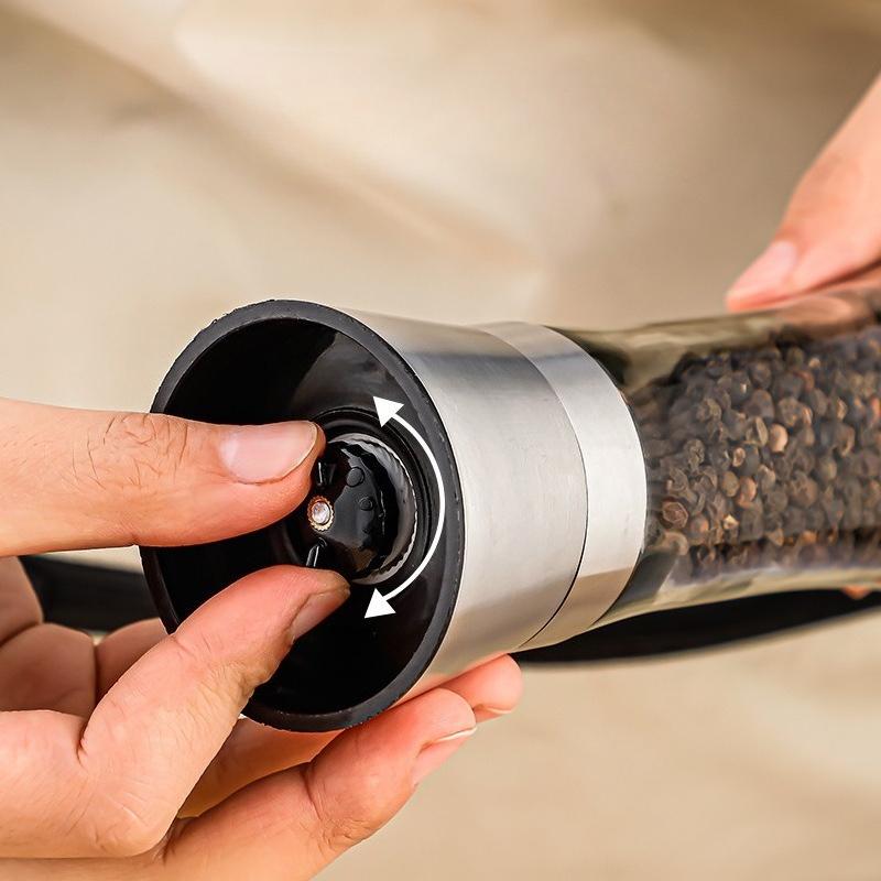 Stainless Steel Manual Grinding Bottle Household Glass Seasoning Bottle Pepper Grinder Kitchen Seasoning Bottle Spice Grinder