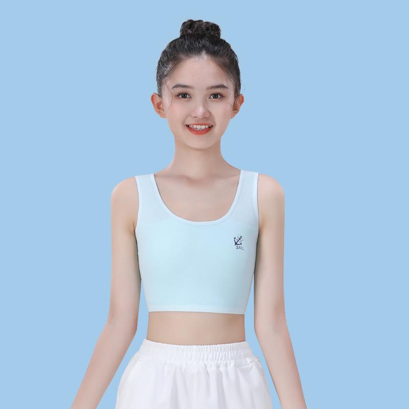 Girls' Pure Cotton Double-Layer Bandeau Vest | Breathable Tube Top for Older Primary School Students