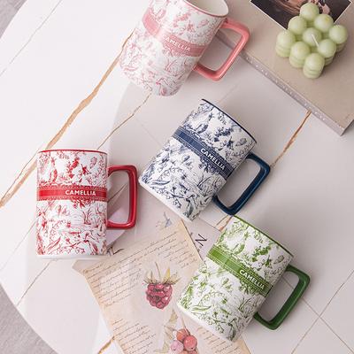 Guochaofeng Ink Flower Ceramic Mug Ins Style High-value Coffee Water Cup Office Student Drinking Water Cup