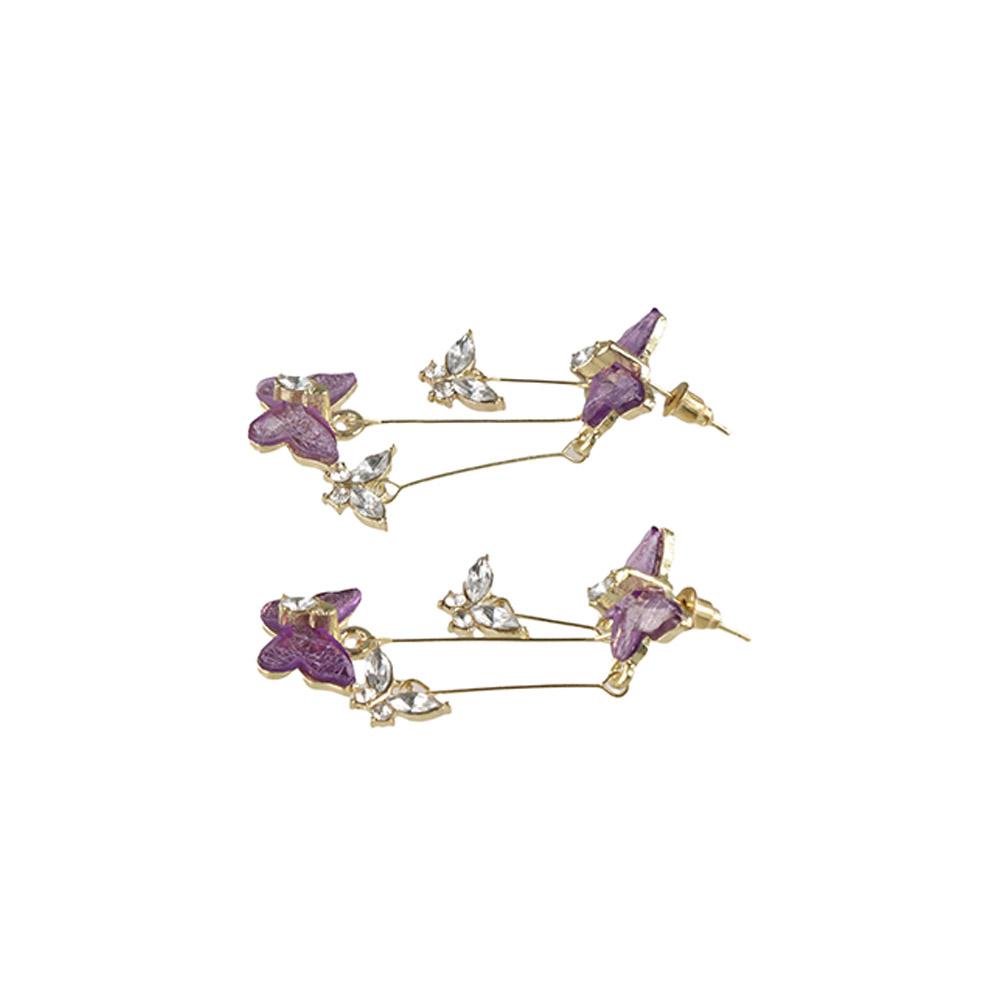 Shiny Crystal Butterfly Butterfly Drop Earrings Long Tassel Butterfly Dangle Earrings  Gifts