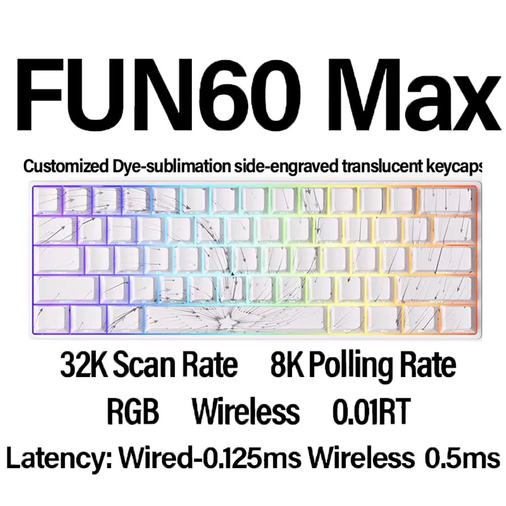 Monsgeek Fun60 Magnetic Switch Keyboard Tri Mode  Wireless Mechanical Keyboard Custom 8KHz RT0.01 Magnetic Keyboard PC Accessory