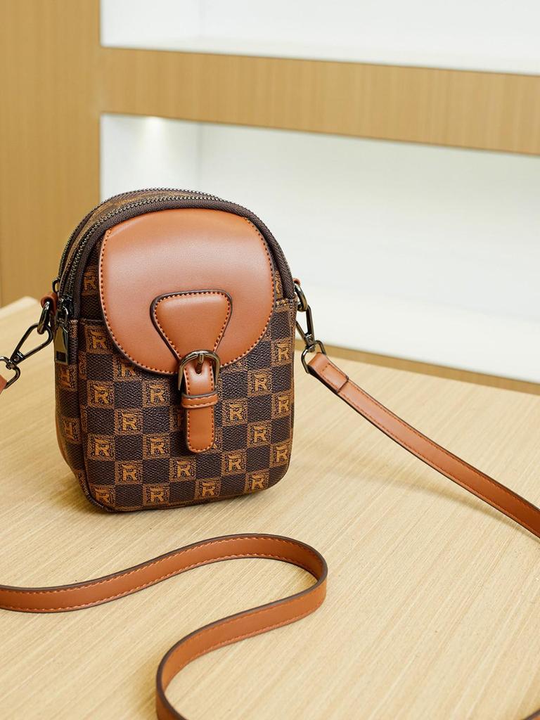 Retro Print Chic Women's Cell Phone Shoulder Bag - High-Quality, Versatile 2025 Design