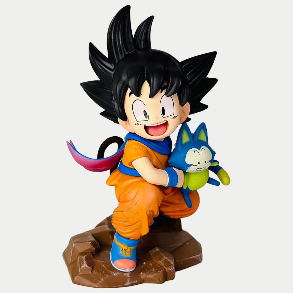 

Dragon Ball Childhood Little Goku Hugs Puer Ya Mu Tea Little Follower Figures Doll PVC Model Statue Collection Toy Ornamen Gifts