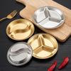 ZISIZ Golden Stainless Steel Three-Compartment Condiment Dish