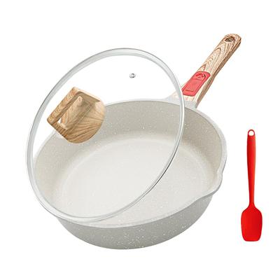 RANXINGST 24cm Frying Pan with Removable Suitable for Deep Induction with PFOA PFOS Oven Dishwasher Includes Silicone White Lid, Non-Stick & Handle,