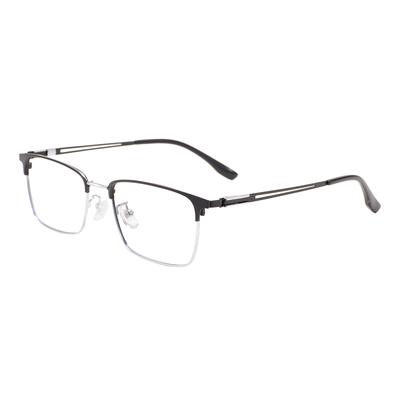 Metal Men Business Sturdy And Stylish Rectangular Classical Full Rim Eyeglasses Frame Browline Eyewear For Prescription Lenses