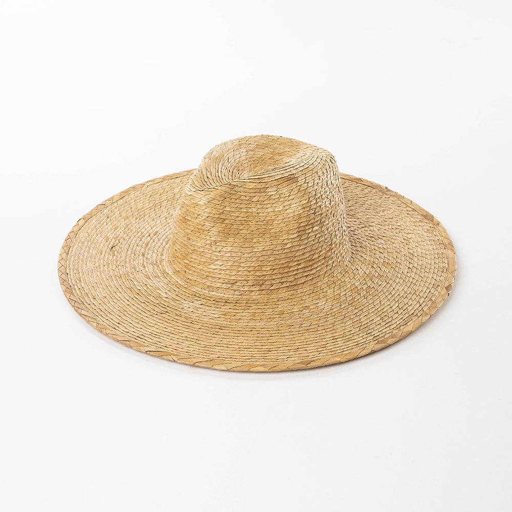 Raffia straw hat colorless Palma wide-brimmed fedora vacation sun hat beach summer jazz hat Panama sun hat M56cm-58cm