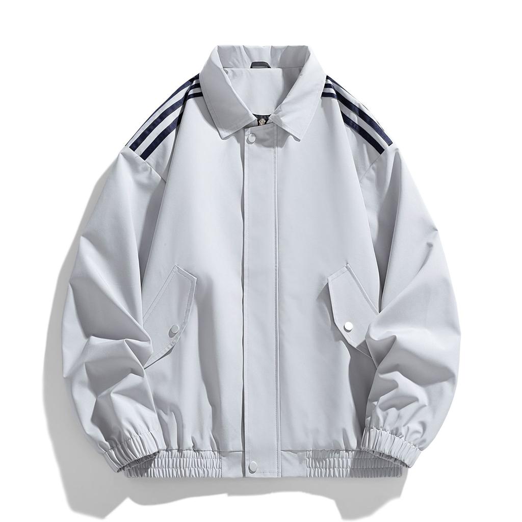 Spring and Autumn Lapel Jacket Men's Three Bars Loose Korean Version Casual Jacket Loose