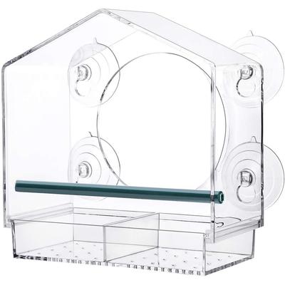 Vogelfutterspender, Acryl, transparentes Fenster, Vogelfutterschale, Vogelhaus, Futterspender für Haustiere, Saugnapf-Installation, Haustyp-Futterspender