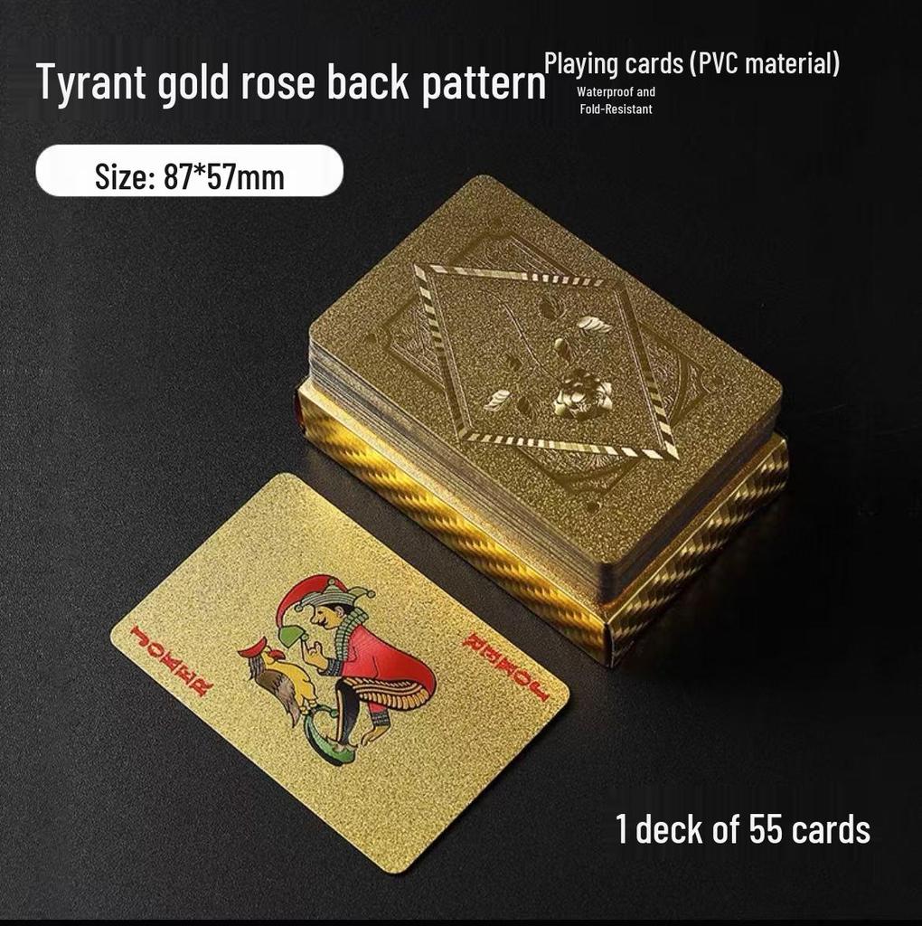 Gyllene Poker PVC Svart Rutnät Guldfolie Spelkort: Vattentät, Skrynkbeständig, Slitstark.