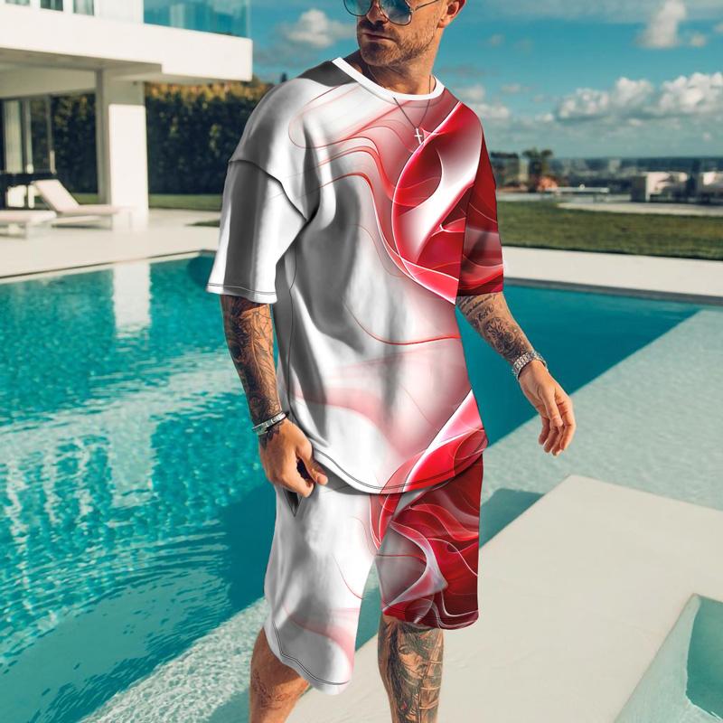 Summer Men's Suit Short Sleeve T-Shirt Suit Print Pattern 3D Sportswear Casual Oversized Top Shorts Breathable Sportswea 2023