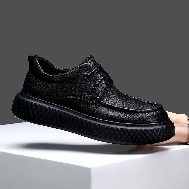 

Leather shoes men s punched breathable leather casual business dress platform young British heightening lace-up cowhide men s shoes 38